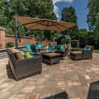 Patio and fire pit installation in Charlotte by Benton Outdoor Living